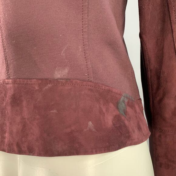 THEORY Size M Burgundy Viscose Blend Lambskin Zip Up Jacket - Picture 5 of 9